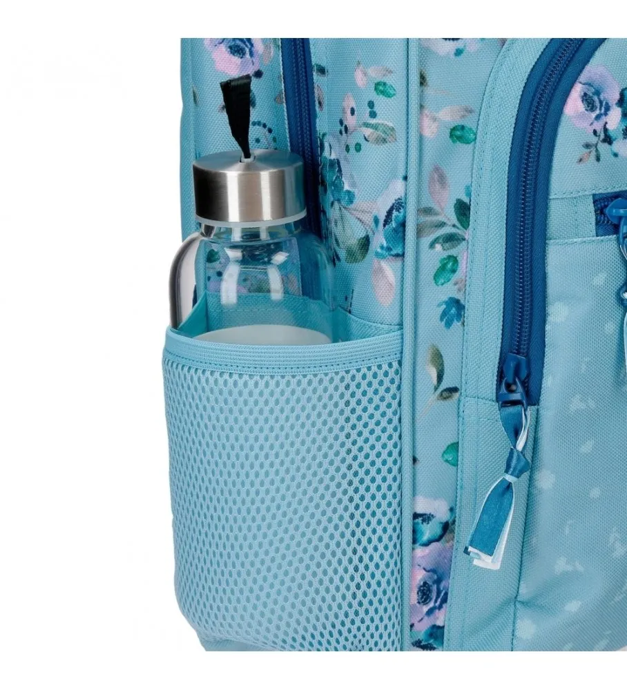 Mochila Movom Wild Flowers con carro azul -30x38x12cm-